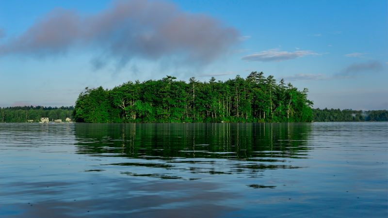 An island off the shores of Lake Winnipesaukee in New Hampshire