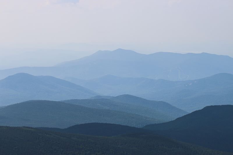 White Mountains in New Hampshire surrounded by fog